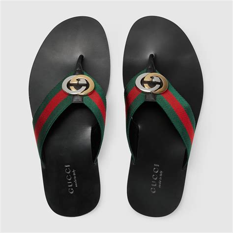 gucci thong slippers men|Men's Thong Sandal With Web In Green/Red Web.